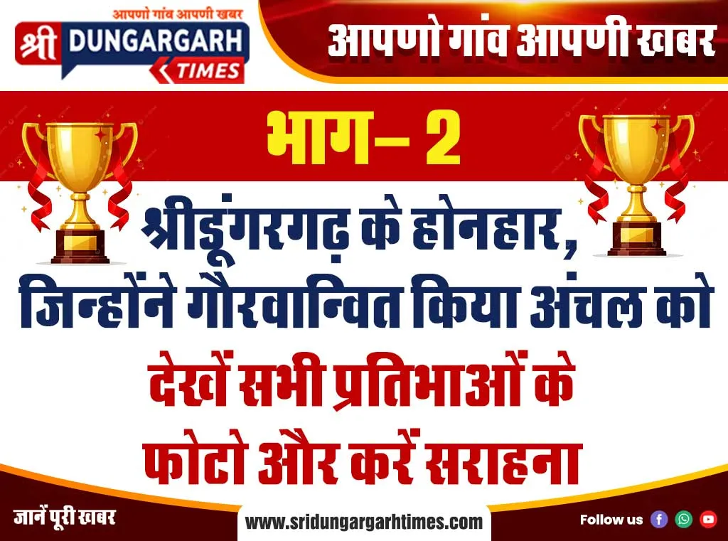 श्रीडूंगरगढ़ के होनहार, जिन्होंने गौरवान्वित किया अंचल को देखें सभी प्रतिभाओं के फोटो और करें सराहना। भाग- 2