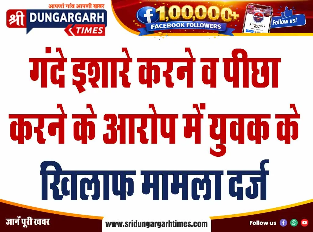 गंदे इशारे करने व पीछा करने के आरोप में युवक के खिलाफ मामला दर्ज