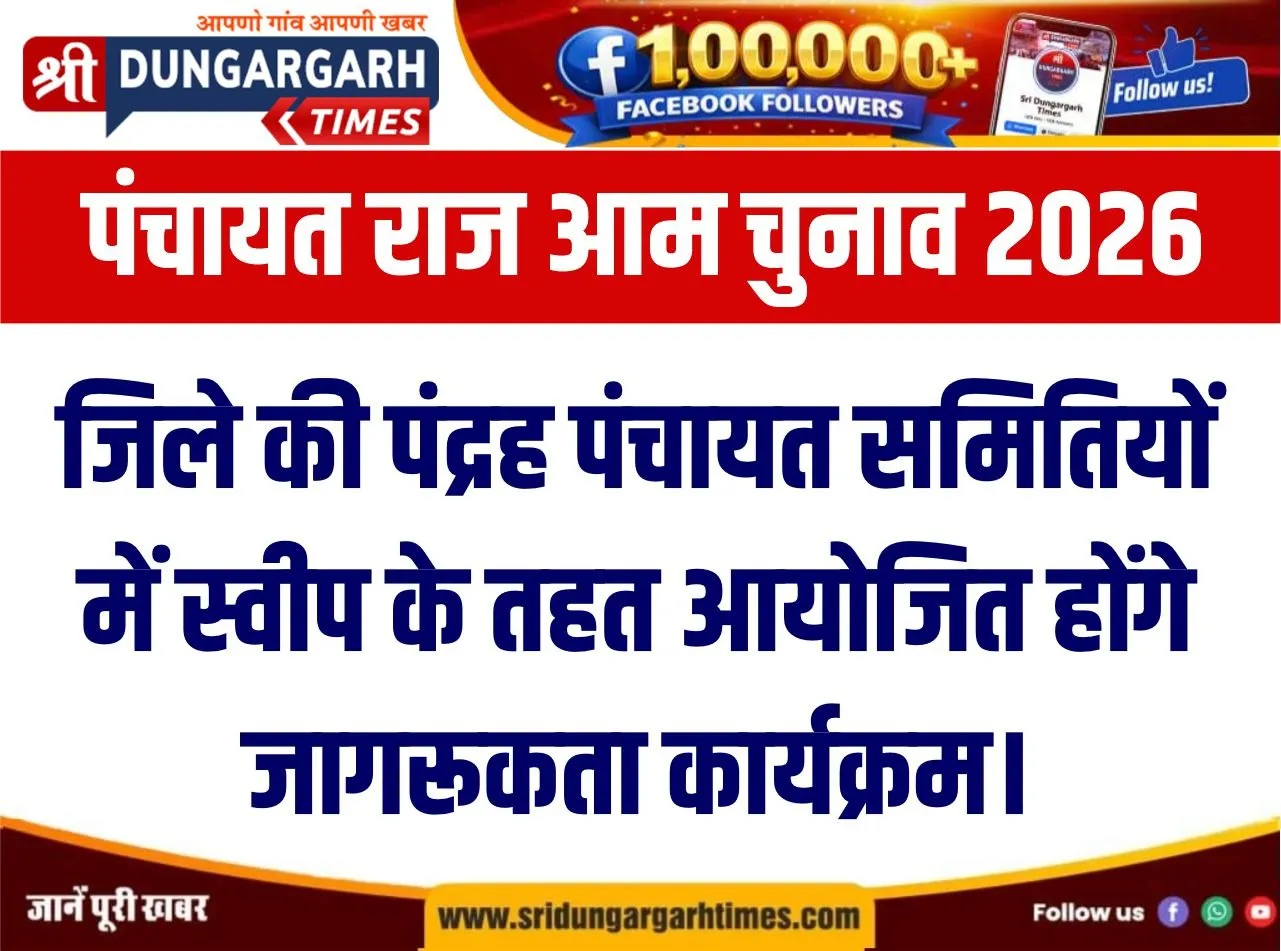 जिले की पंद्रह पंचायत समितियों में स्वीप के तहत आयोजित होंगे जागरूकता कार्यक्रम।