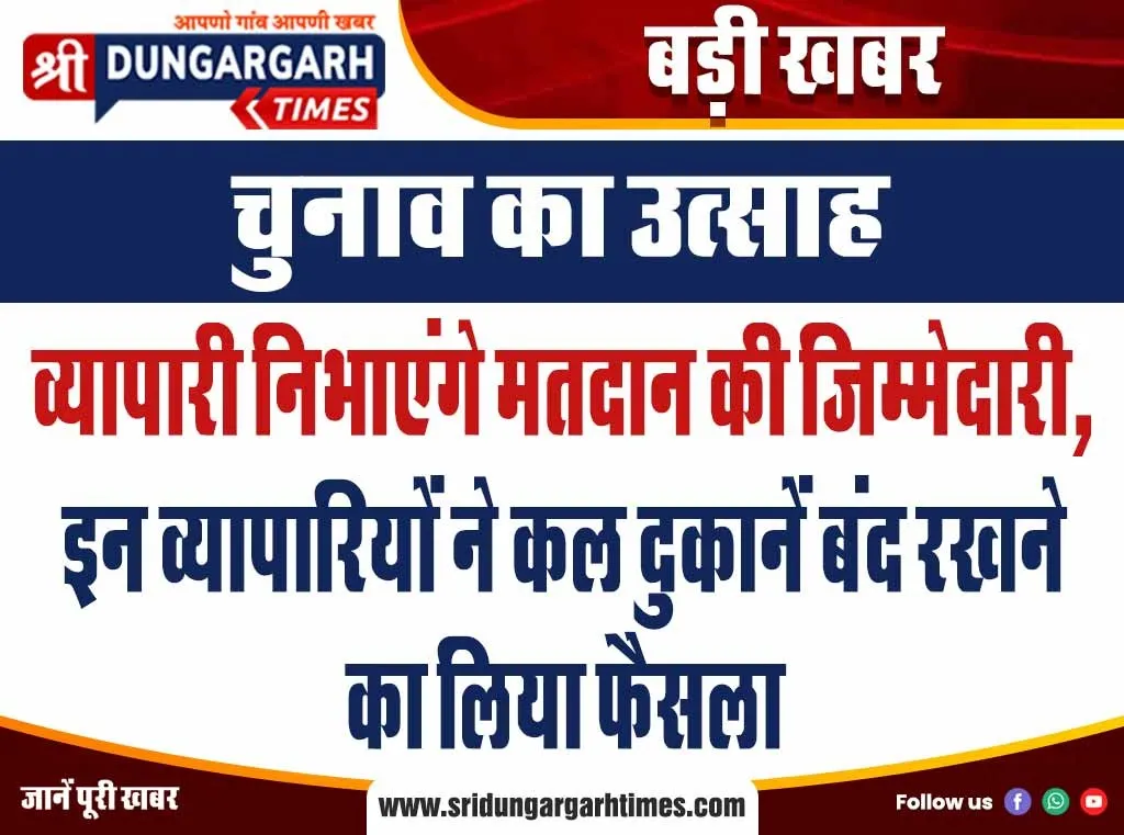 व्यापारी निभाएंगे मतदान की जिम्मेदारी, इन व्यापारियों ने कल दुकानें बंद रखने का लिया फैसला