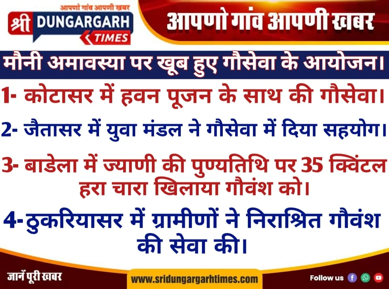 मौनी अमावस्या पर खूब हुए गौसेवा के आयोजन।