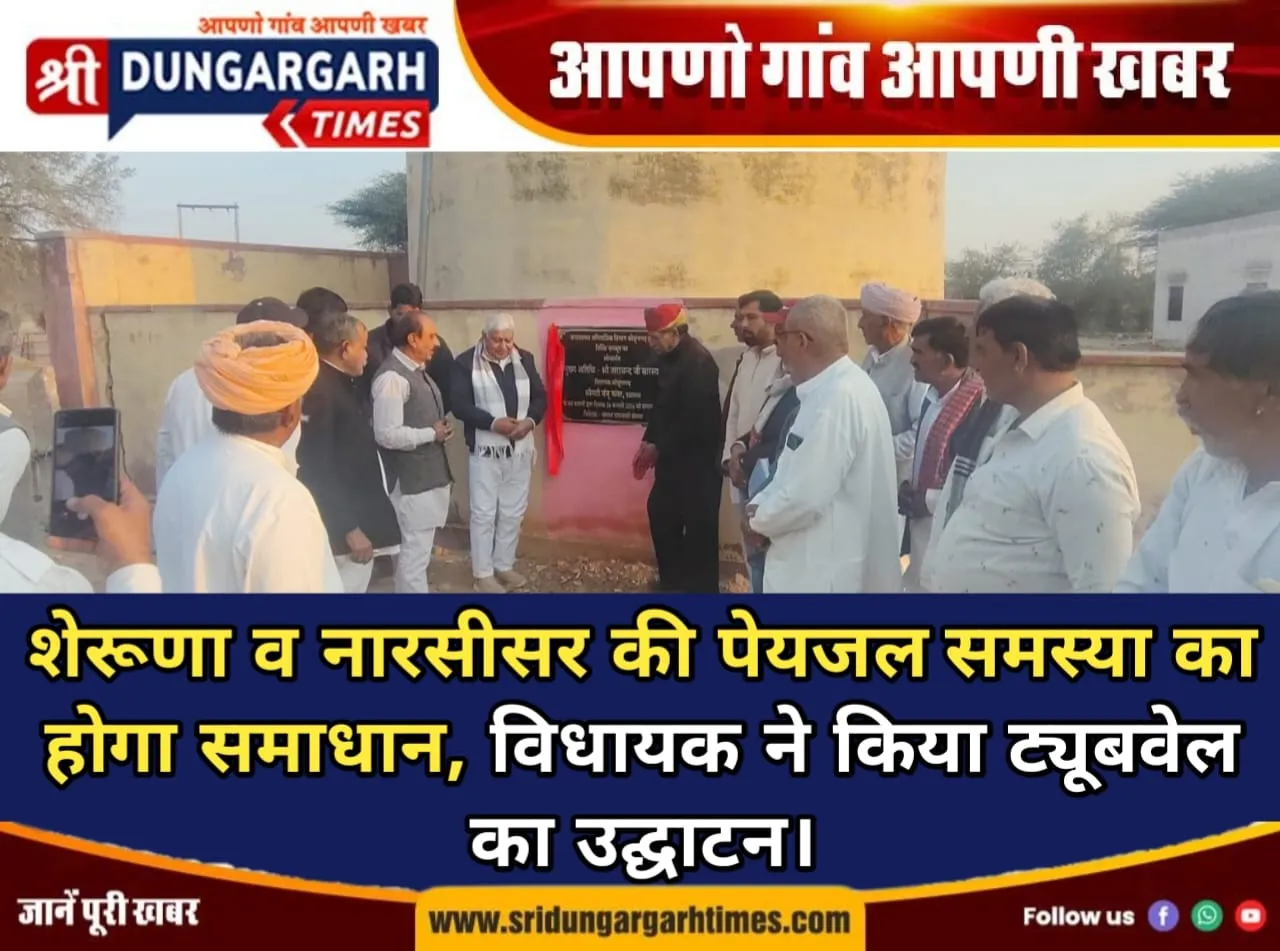 शेरूणा व नारसीसर की पेयजल समस्या का होगा समाधान, विधायक ने किया ट्यूबवेल का उद्घाटन।