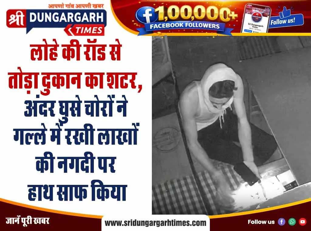 लोहे की रॉड से तोड़ा दुकान का शटर, अंदर घुसे चोरों ने गल्ले में रखी लाखों की नगदी पर हाथ साफ किया।