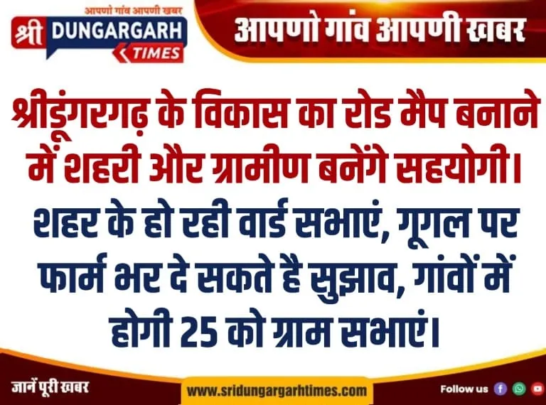 शहर के हो रही वार्ड सभाएं, गूगल पर फार्म भर दे सकते है सुझाव, गांवों में होगी 25 को ग्राम सभाएं।