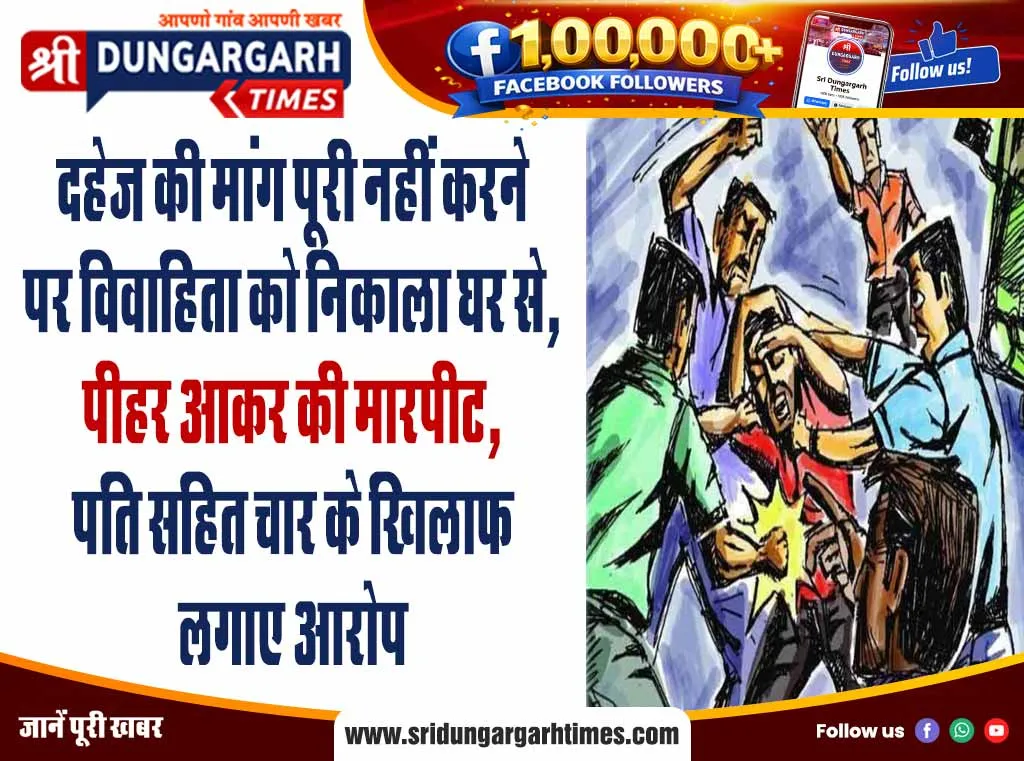 दहेज की मांग पूरी नहीं करने पर विवाहिता को निकाला घर से, पीहर आकर की मारपीट, पति सहित चार के खिलाफ लगाए आरोप