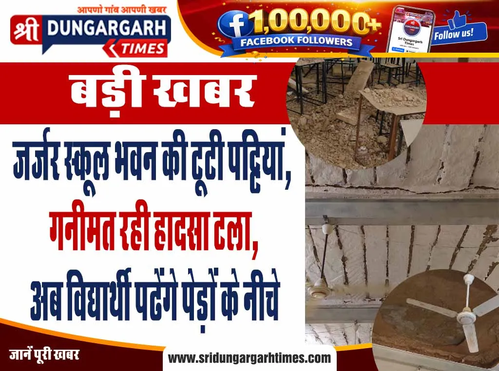 जर्जर स्कूल भवन की टूटी पट्टियां, गनीमत रही हादसा टला, अब विद्यार्थी पढेंगे पेड़ों के नीचे