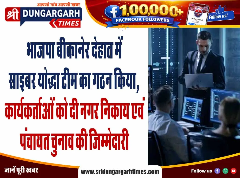 भाजपा बीकानेर देहात में साइबर योद्धा टीम का गठन किया, कार्यकर्ताओं को दी नगर निकाय एवं पंचायत चुनाव की जिम्मेदारी