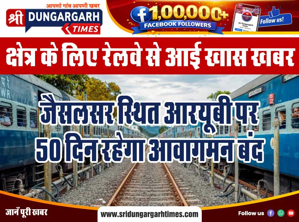 जैसलसर स्थित आरयूबी पर 50 दिन रहेगा आवागमन बंद