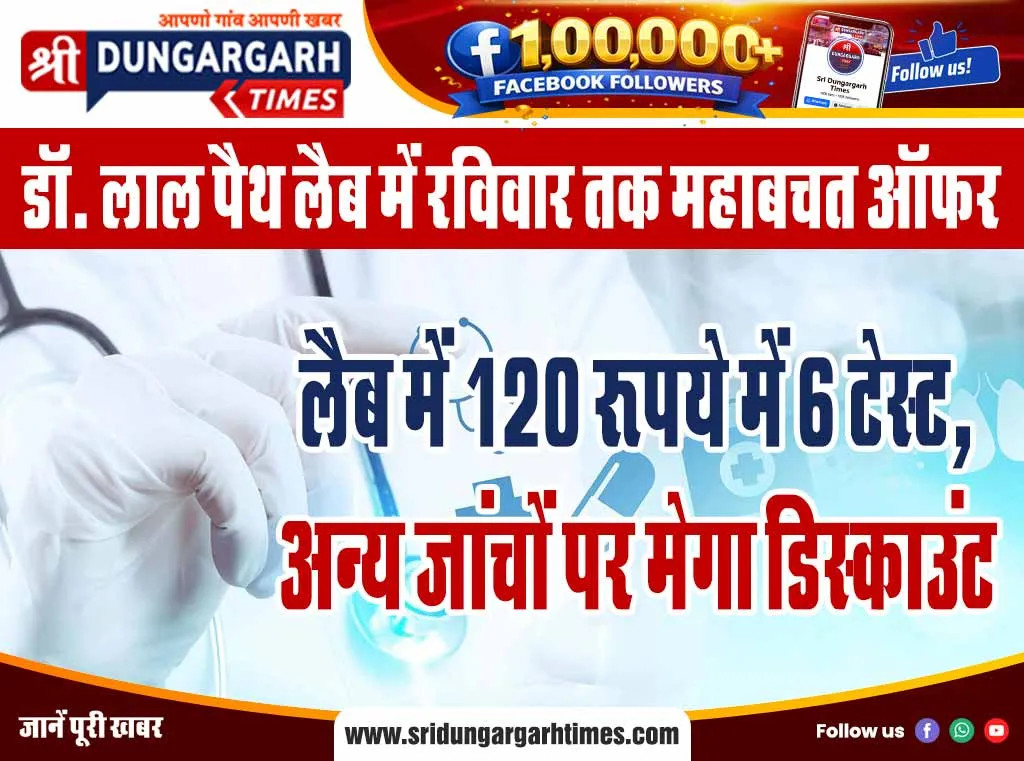 लैब में 120 रुपये में 6 टेस्ट, अन्य जांचों पर मेगा डिस्काउंट