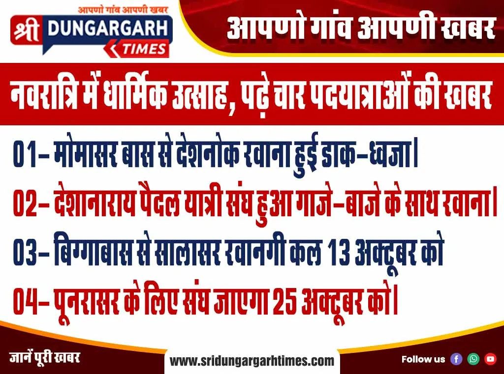 नवरात्रि में धार्मिक उत्साह, पढ़े चार पदयात्राओं की खबर