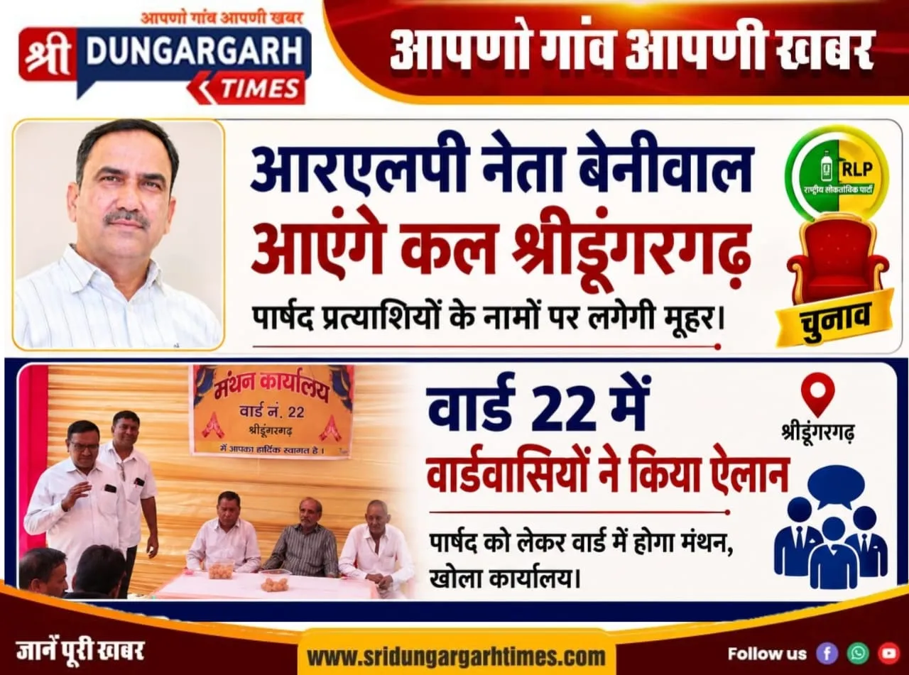 श्रीडूंगरगढ़ से दो खास चुनावी खबरें:-