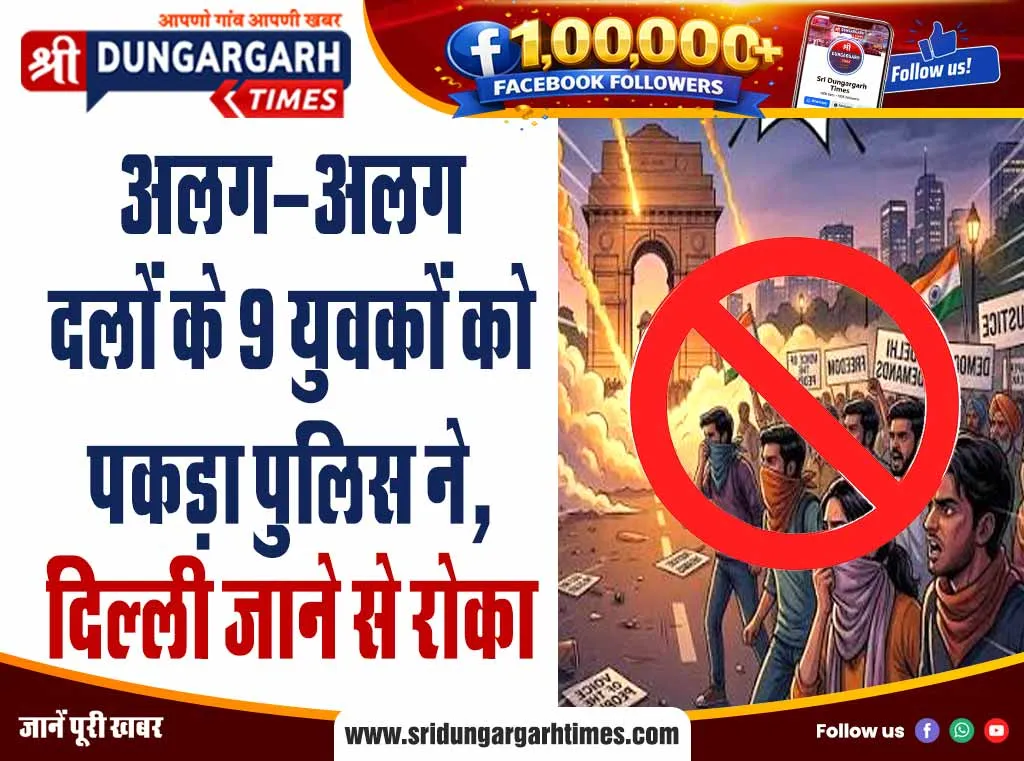 अलग-अलग दलों के 9 युवकों को पकड़ा पुलिस ने, दिल्ली जाने से रोका