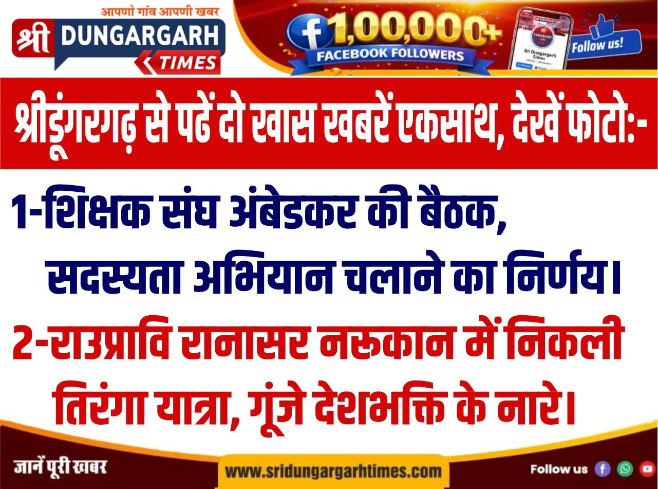 श्रीडूंगरगढ़ से पढें दो खास खबरें एकसाथ, देखें फोटो:-