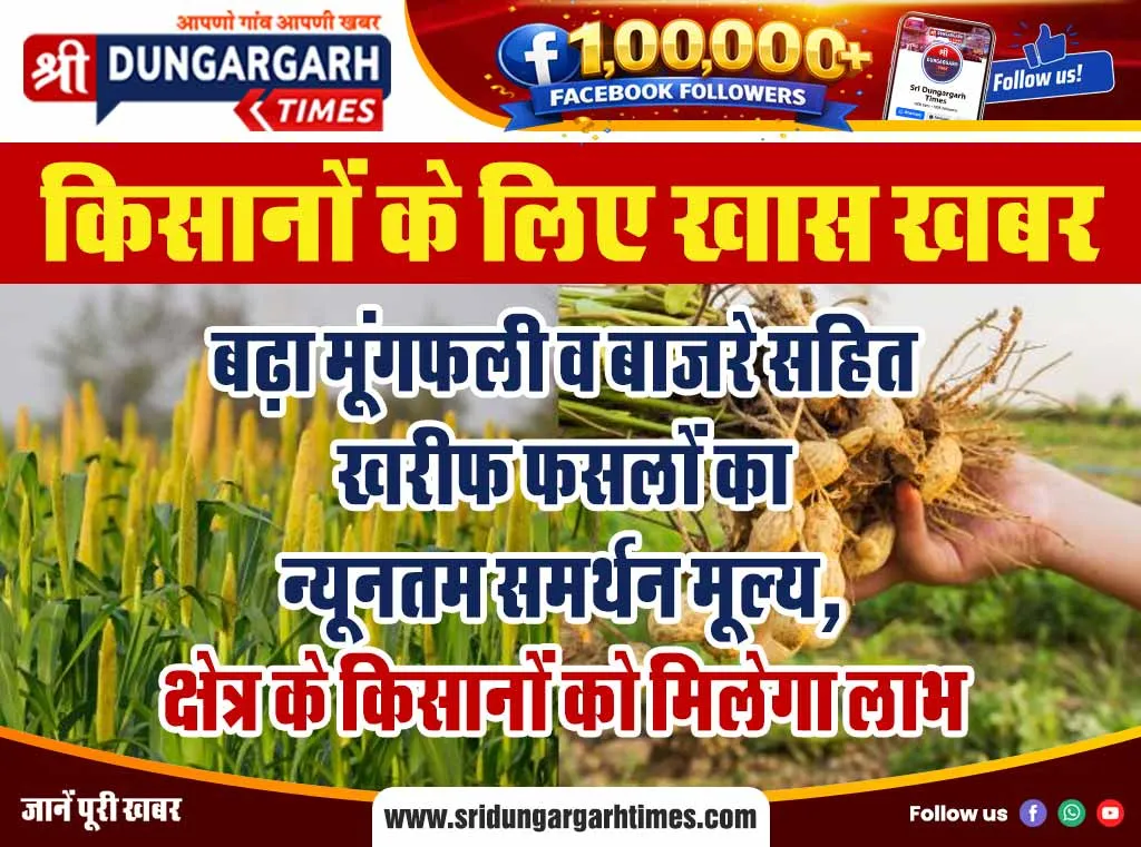 बढ़ा मूंगफली व बाजरे सहित खरीफ फसलों का न्यूनतम समर्थन मूल्य, क्षेत्र के किसानों को मिलेगा लाभ