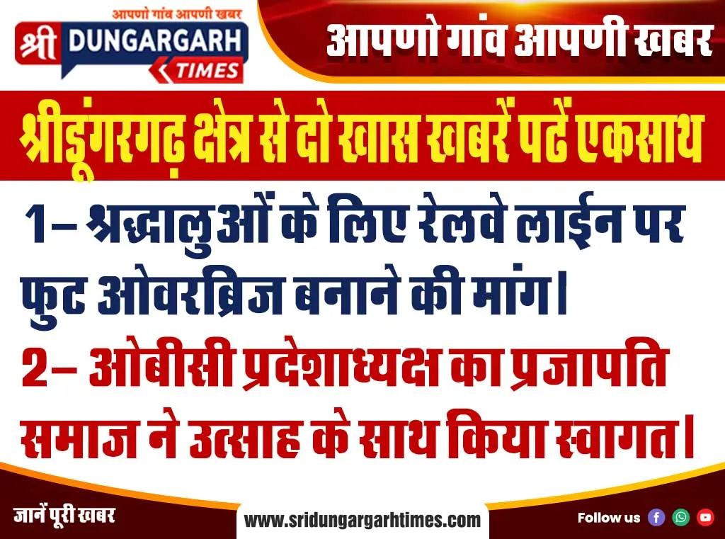 श्रीडूंगरगढ़ क्षेत्र से दो खास खबरें पढें एकसाथ