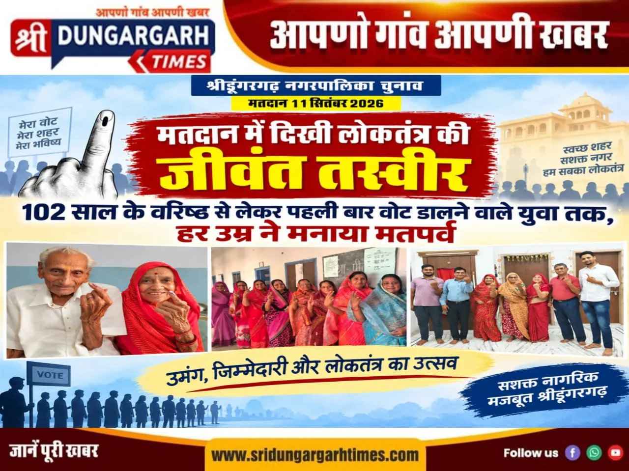 मतदान में दिखी लोकतंत्र की जीवंत तस्वीर, 102 साल के वरिष्ठ से लेकर पहली बार वोट डालने वाले युवा तक, हर उम्र ने मनाया मतपर्व