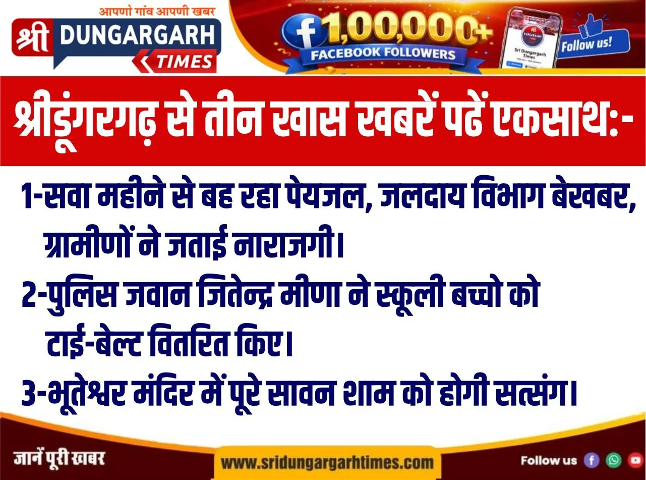 श्रीडूंगरगढ़ क्षेत्र से न्यूज एक्सप्रेस में पढ़ें आज की खास खबरें एकसाथ