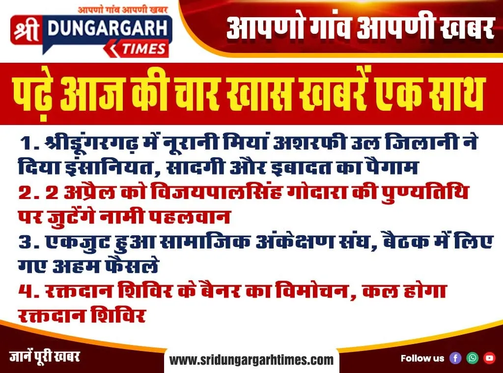 पढ़े आज की चार खास खबरें एक साथ