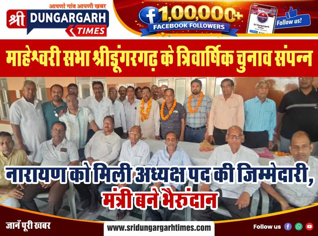 नारायण को मिली अध्यक्ष पद की जिम्मेदारी, मंत्री बने भैरूंदान