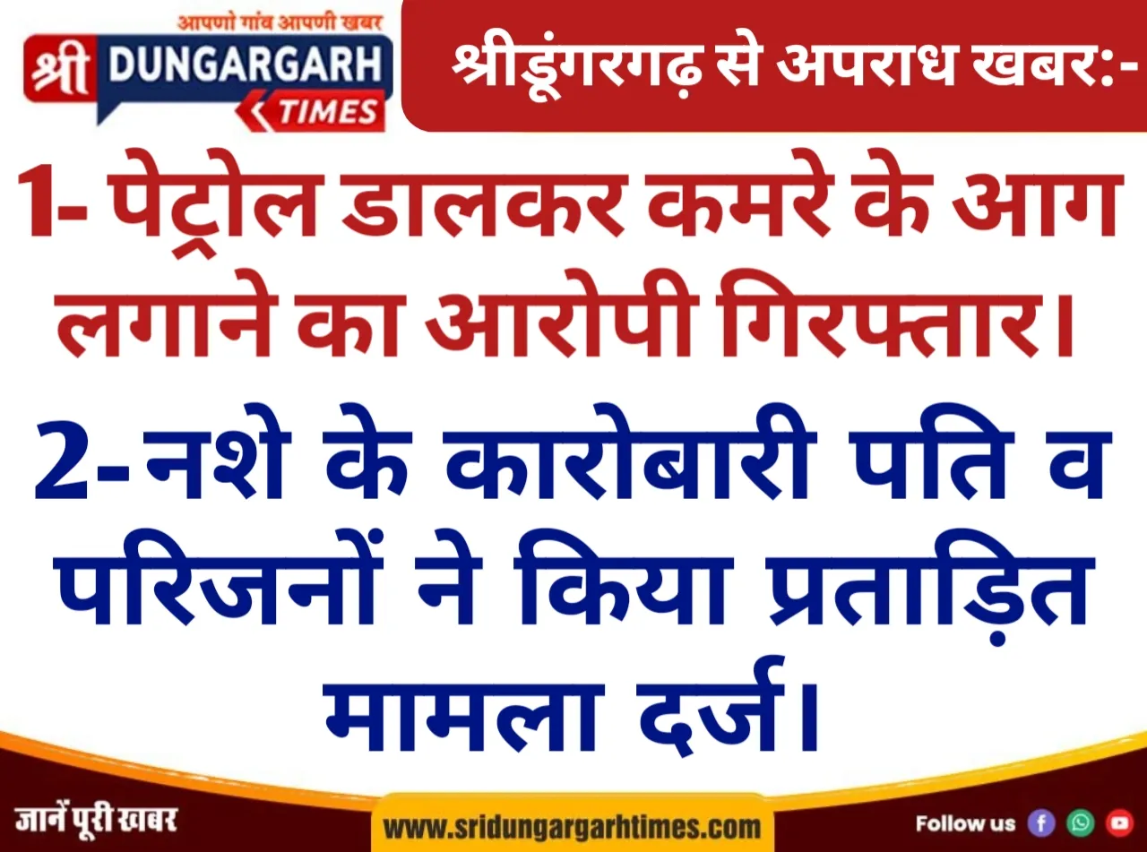 श्रीडूंगरगढ़ से पढें दो अपराध खबरें एकसाथ:-
