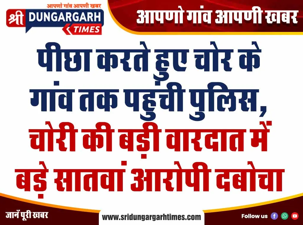 पीछा करते हुए चोर के गांव तक पहुंची पुलिस, चोरी की बड़ी वारदात में बड़े सातवां आरोपी दबोचा