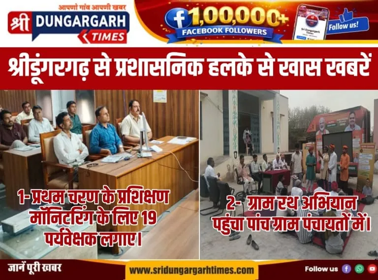 श्रीडूंगरगढ़ से प्रशासनिक हलके से खास खबरें:-