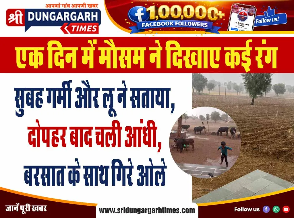 सुबह गर्मी और लू ने सताया, दोपहर बाद चली आंधी, बरसात के साथ गिरे ओले