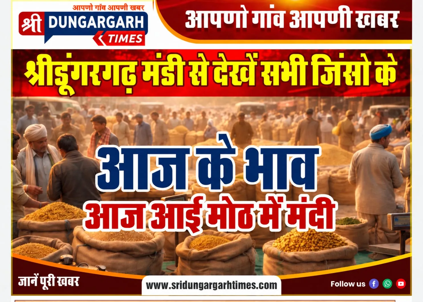 श्रीडूंगरगढ़ मंडी से देखें सभी जिंसो के आज के भाव