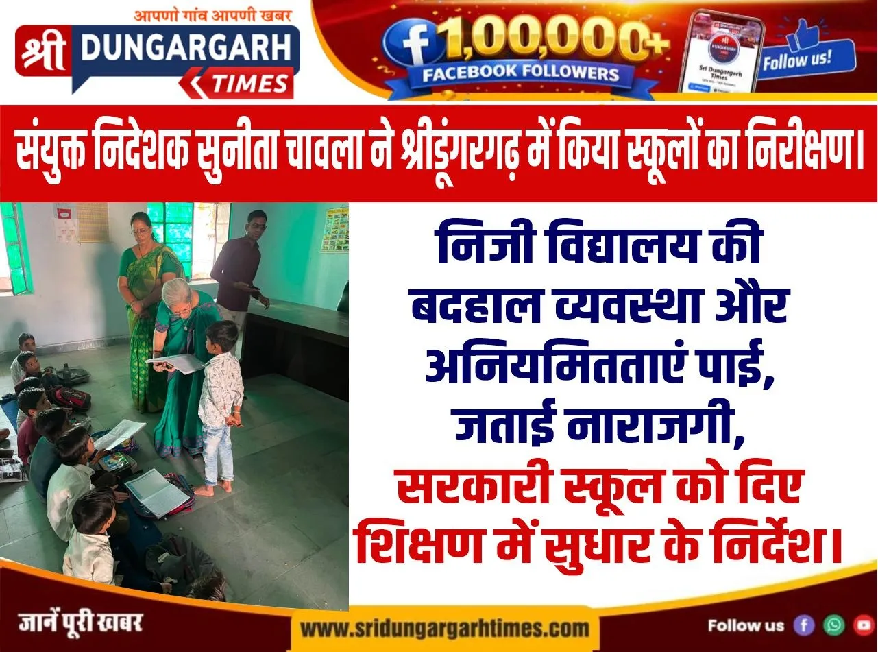 निजी विद्यालय की बदहाल व्यवस्था और अनियमितताएं पाई, जताई नाराजगी, सरकारी स्कूल को दिए शिक्षण में सुधार निर्देश।