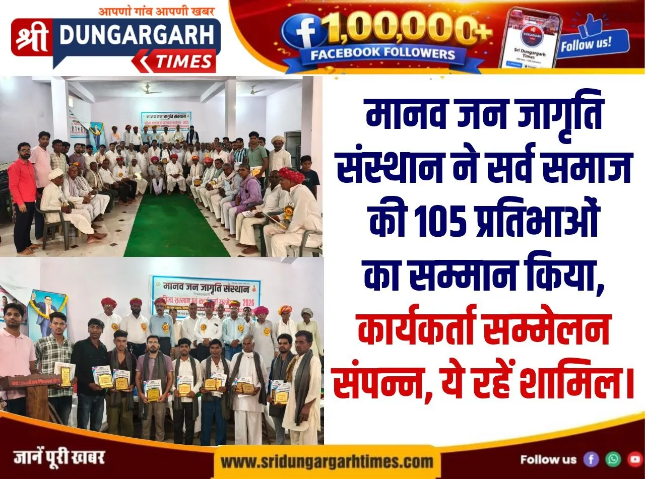 मानव जन जागृति संस्थान ने सर्व समाज की 105 प्रतिभाओं का सम्मान किया, कार्यकर्ता सम्मेलन संपन्न, ये रहें शामिल।