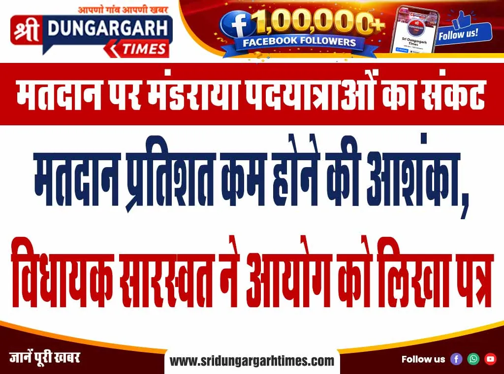 मतदान प्रतिशत कम होने की आशंका, विधायक सारस्वत ने आयोग को लिखा पत्र