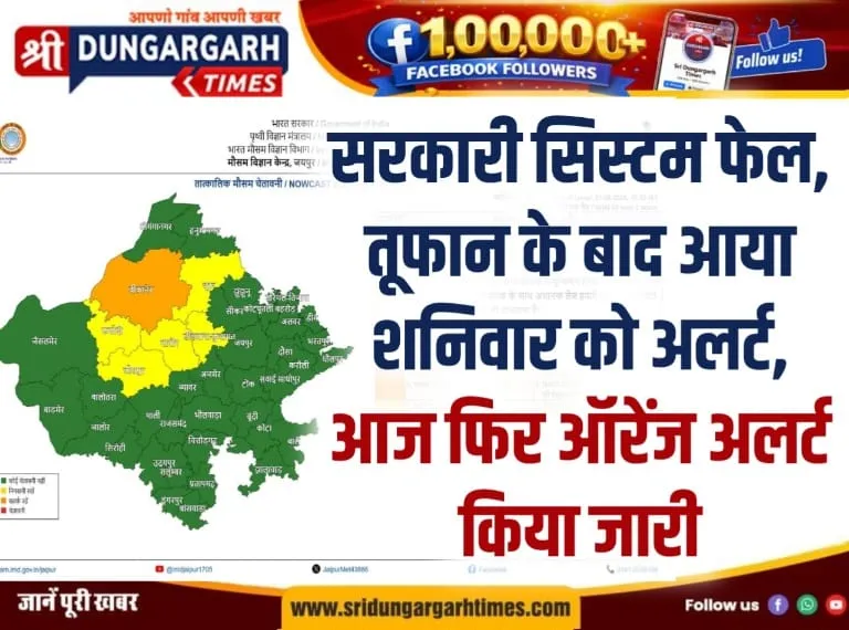 सरकारी सिस्टम फेल, तूफान के बाद आया शनिवार को अलर्ट, आज फिर ऑरेंज अलर्ट किया जारी।