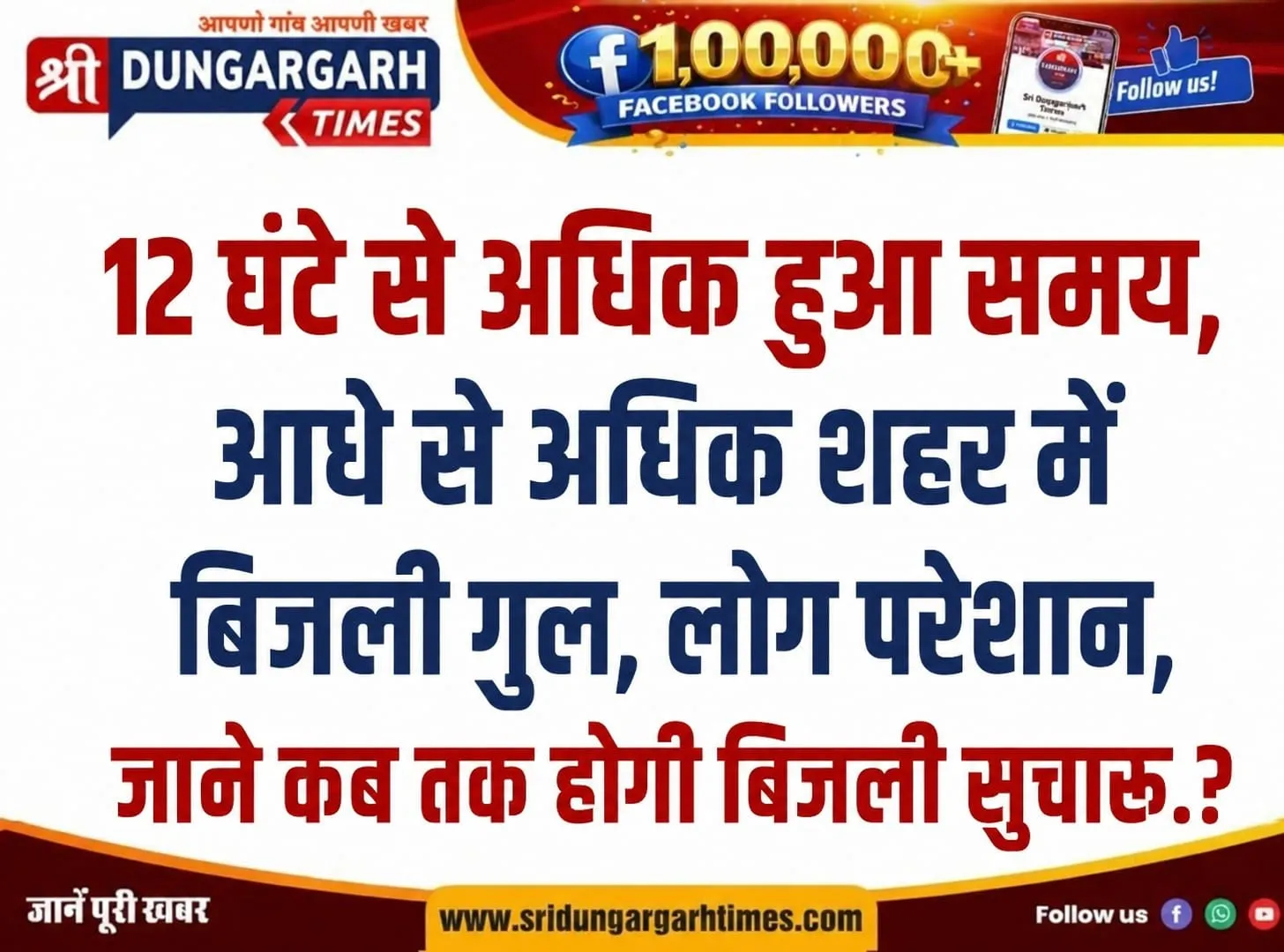 12 घंटे से अधिक हुआ समय, आधे से अधिक शहर में बिजली गुल, लोग परेशान, जाने कब तक होगी बिजली सुचारू.?