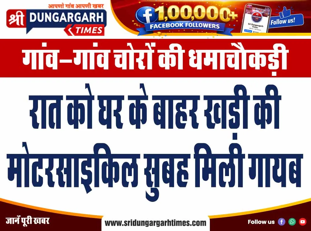 रात को घर के बाहर खड़ी की मोटरसाइकिल सुबह मिली गायब